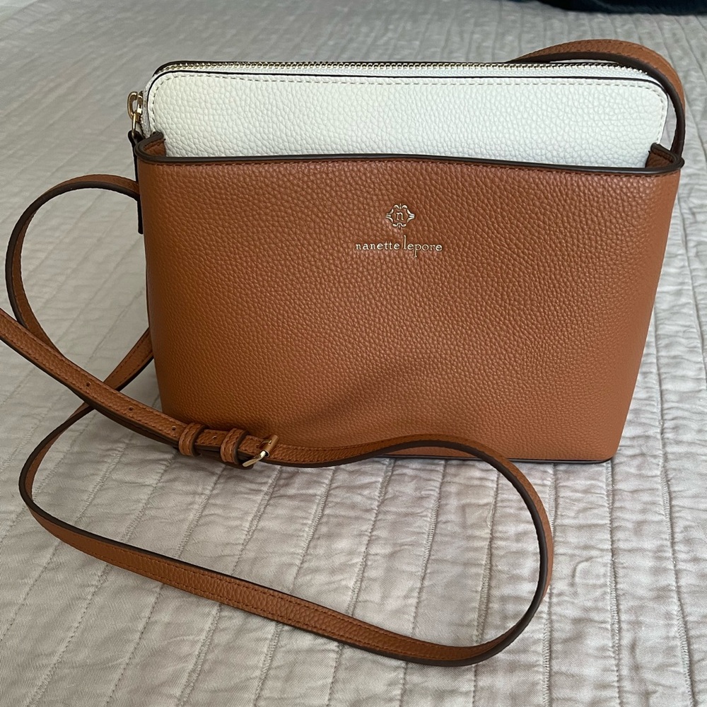 Nanette Lepore Brown and White Crossbody Bag